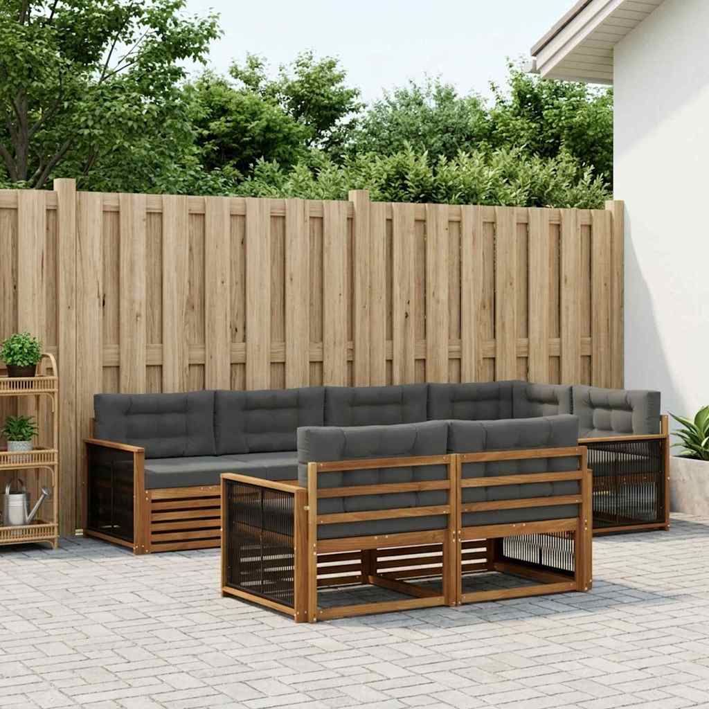 Set di divani da esterno con cuscino 7 pcs Naturale e Antracite | homemem39