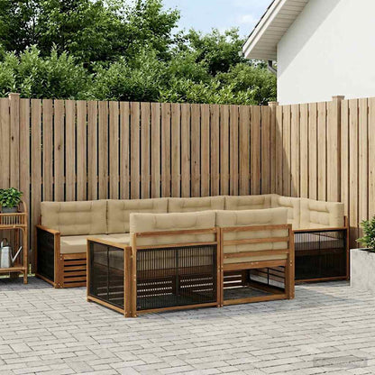 Set di divani da esterno con cuscino 7 pcs Naturale e Beige