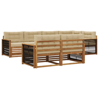 Set di divani da esterno con cuscino 7 pcs Naturale e Beige