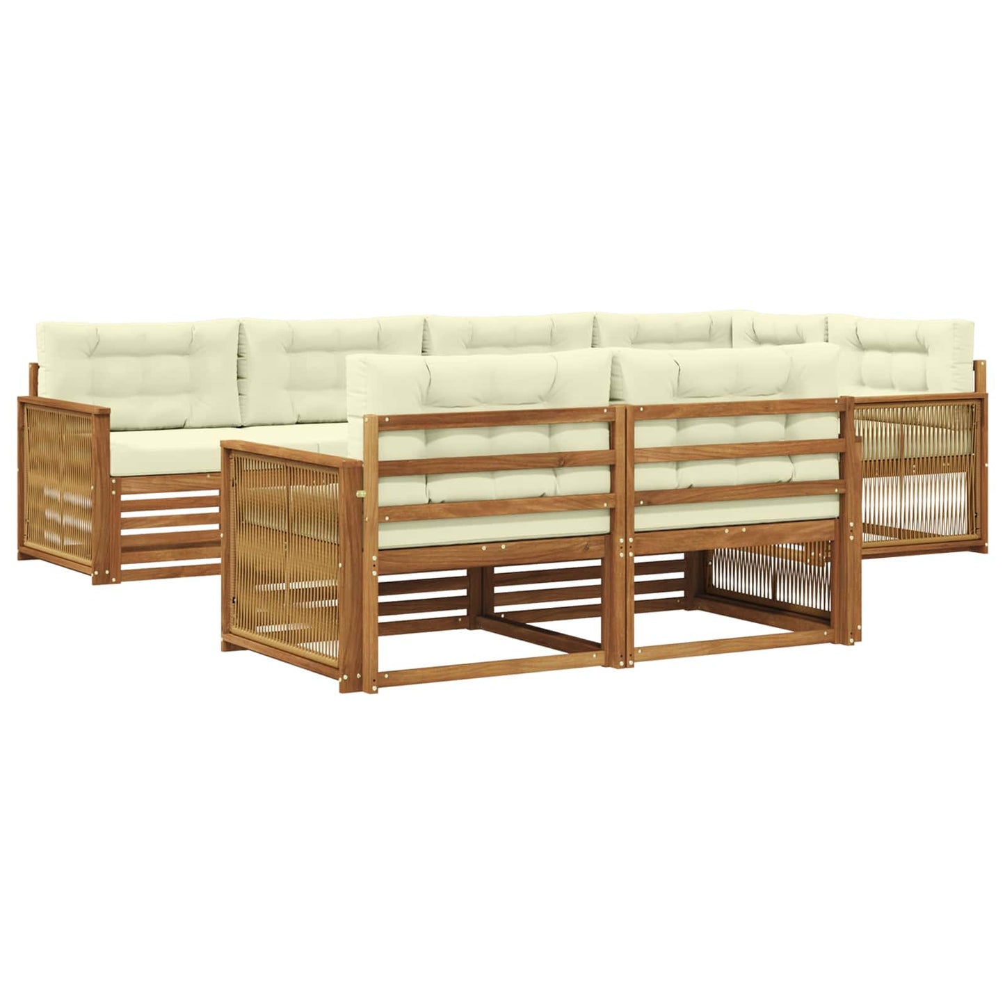 Set di divani da esterno con cuscino 7 pcs Naturale e Crema | homemem39