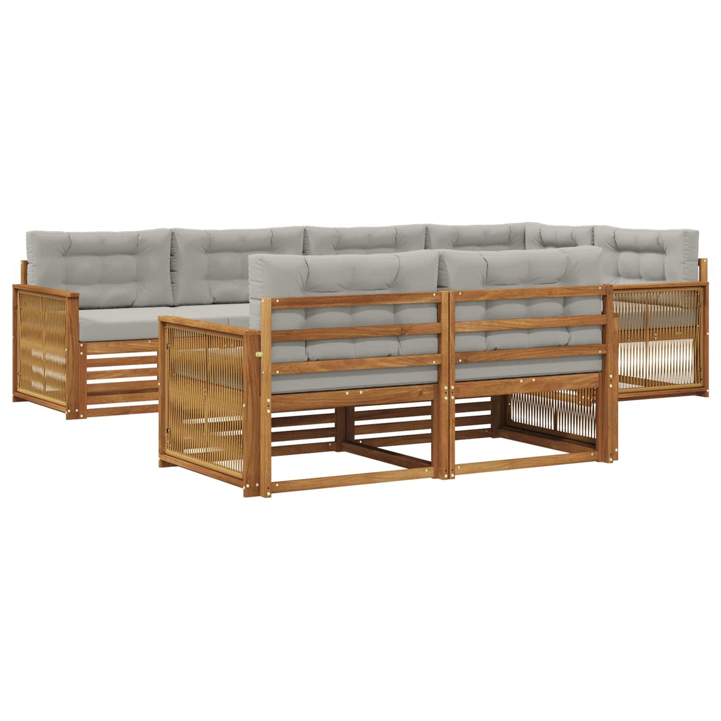 Set di divani da esterno 7 pcs Naturale e Grigio Chiaro | homemem39