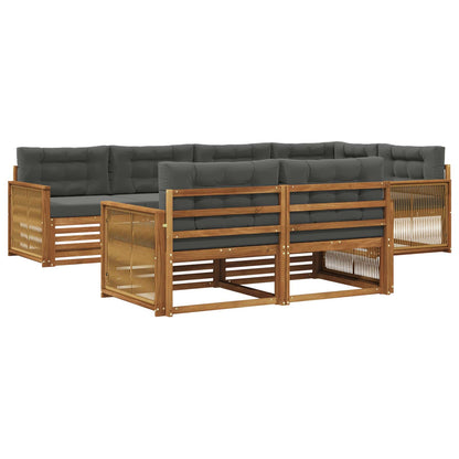 Set di divani da esterno con cuscino 7 pcs Naturale e Antracite
