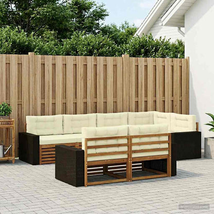Set di divani da esterno con cuscino 7 pcs Naturale e Crema