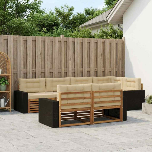 Set di divani da esterno con cuscino 7 pcs Naturale e Beige