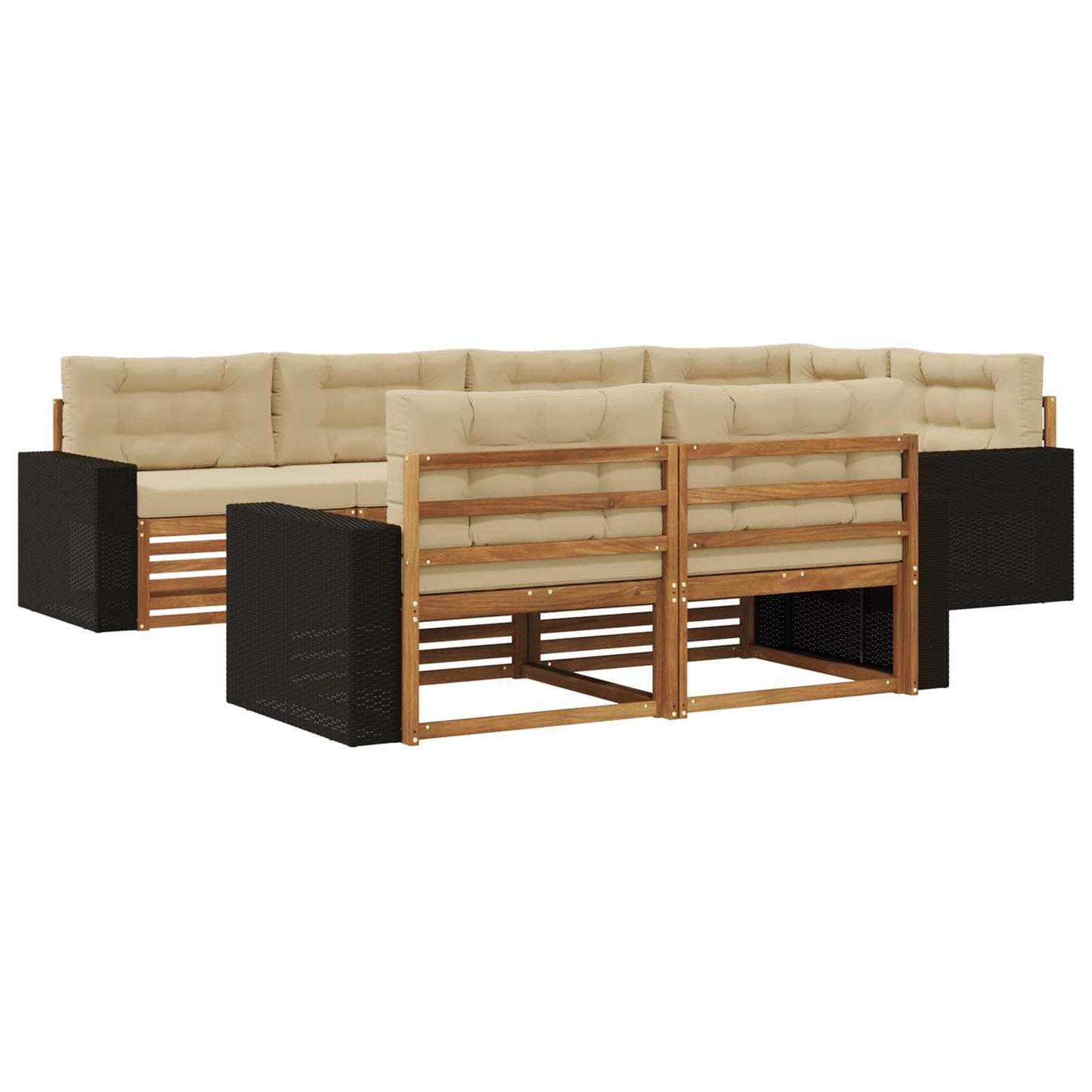 Set di divani da esterno con cuscino 7 pcs Naturale e Beige
