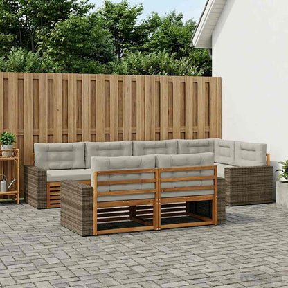 Set di divani da esterno 7 pcs Naturale e Grigio Chiaro | homemem39