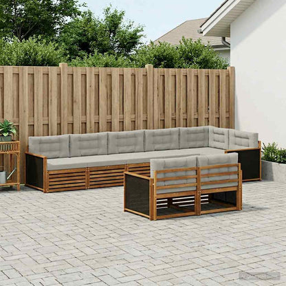 Set di divani da esterno 8 pcs Naturale e Grigio Chiaro | homemem39