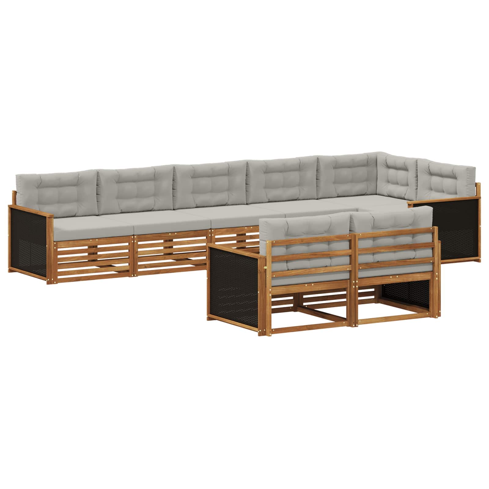 Set di divani da esterno 8 pcs Naturale e Grigio Chiaro | homemem39