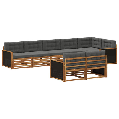 Set di divani da esterno con cuscino 8 pcs Naturale e Antracite | homemem39