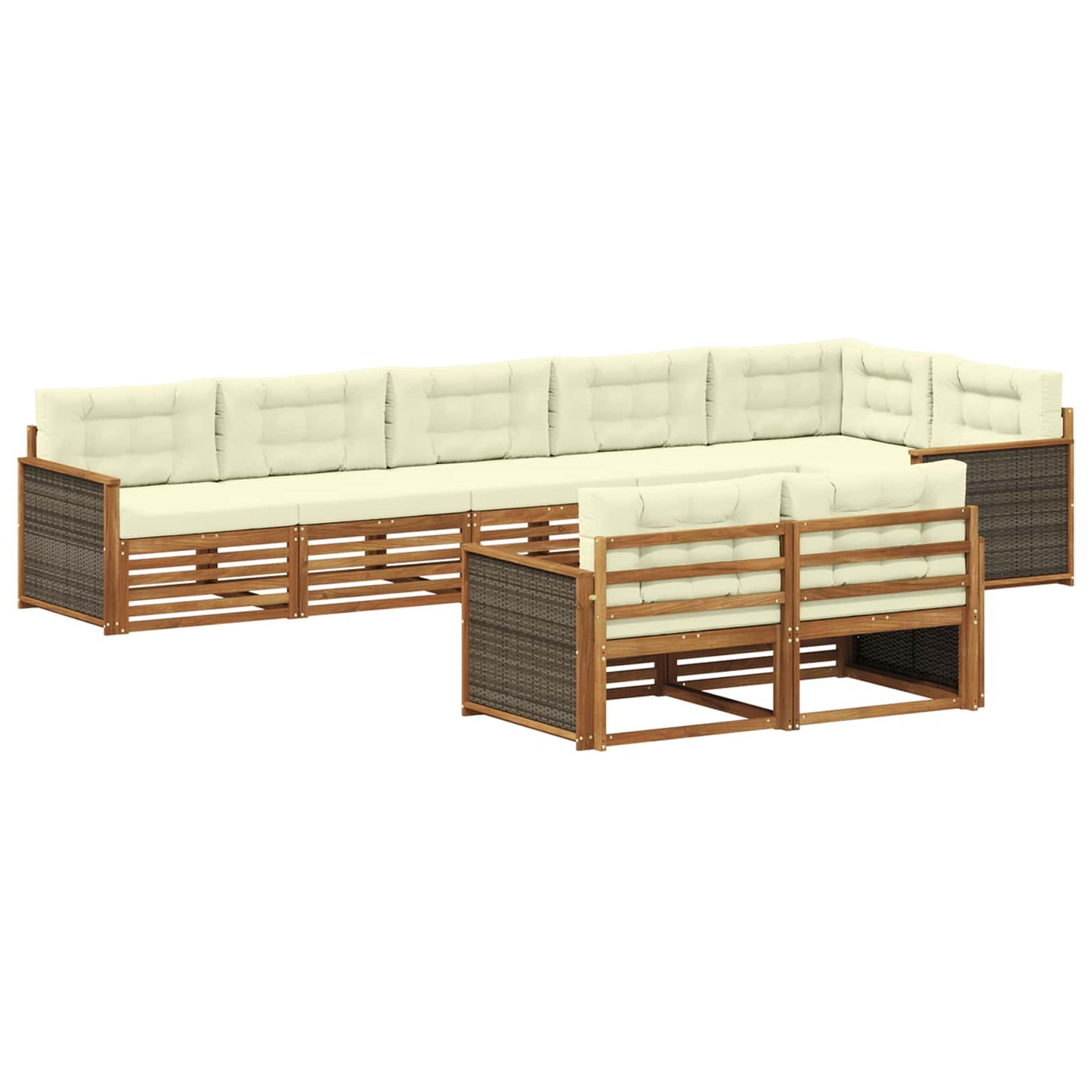 Set di divani da esterno con cuscino 8 pcs Naturale e Crema | homemem39