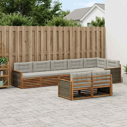 Set di divani da esterno 8 pcs Naturale e Grigio Chiaro | homemem39