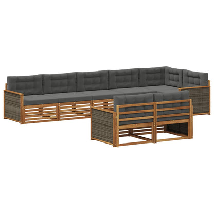 Set di divani da esterno con cuscino 8 pcs Naturale e Antracite | homemem39