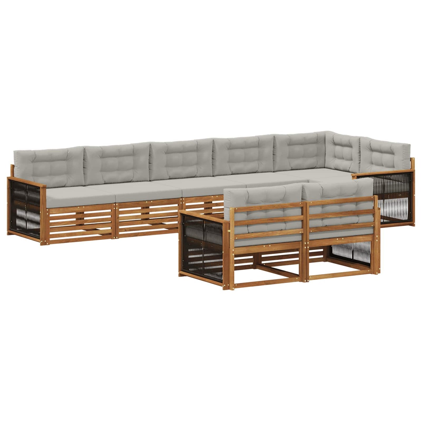 Set di divani da esterno 8 pcs Naturale e Grigio Chiaro | homemem39