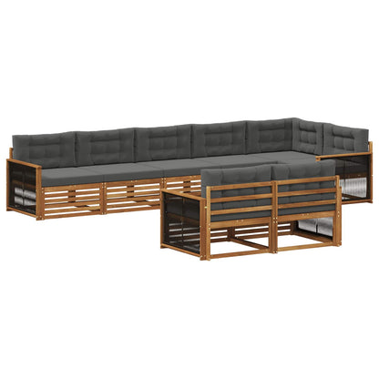 Set di divani da esterno con cuscino 8 pcs Naturale e Antracite | homemem39