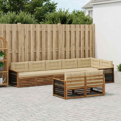 Set di divani da esterno con cuscino 8 pcs Naturale e Beige | homemem39
