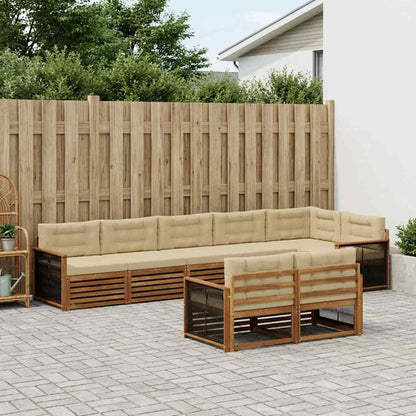 Set di divani da esterno con cuscino 8 pcs Naturale e Beige | homemem39