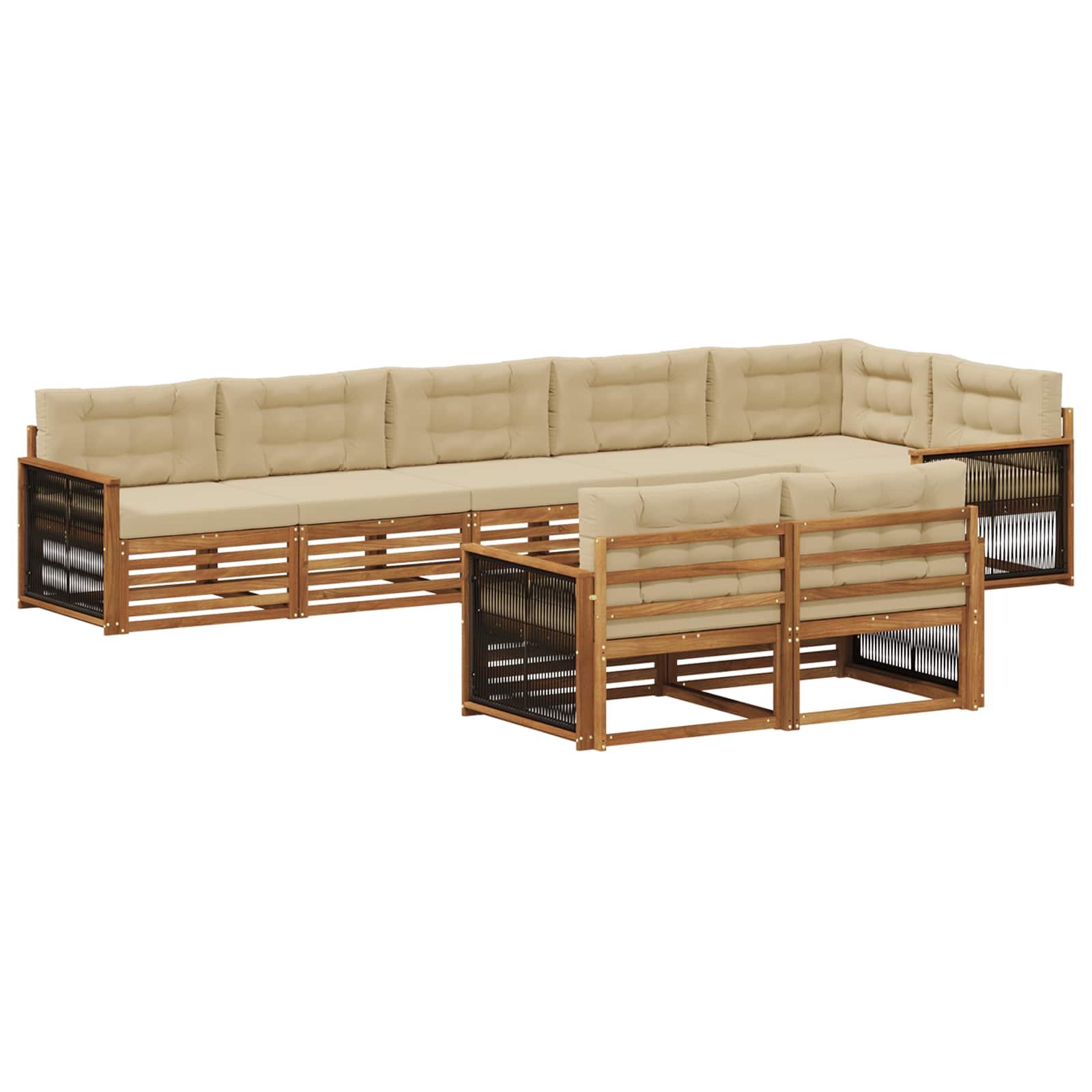Set di divani da esterno con cuscino 8 pcs Naturale e Beige | homemem39