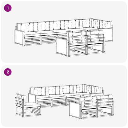 Set di divani da esterno con cuscino 8 pcs Naturale e Crema | homemem39