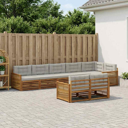 Set di divani da esterno 8 pcs Naturale e Grigio Chiaro | homemem39