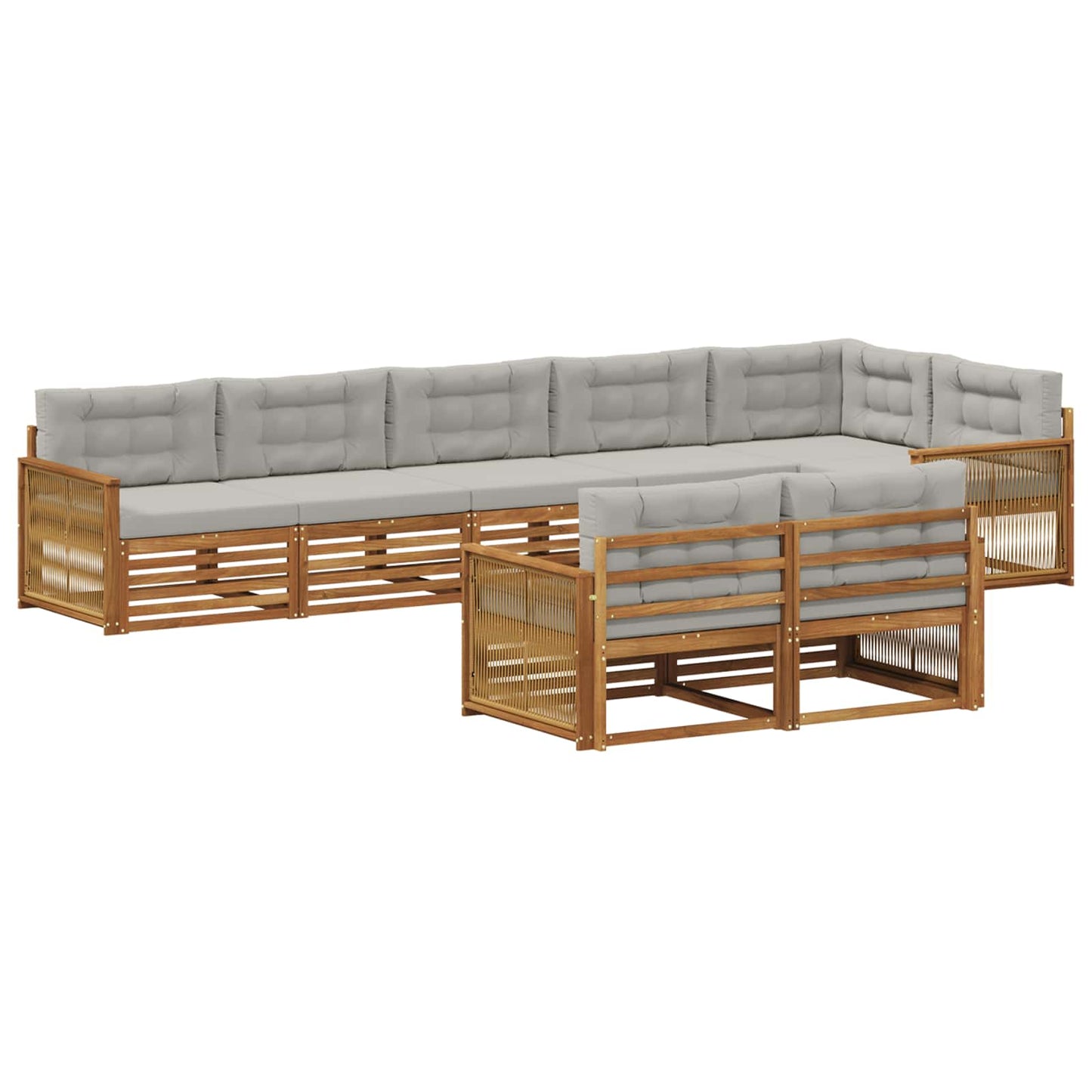 Set di divani da esterno 8 pcs Naturale e Grigio Chiaro | homemem39