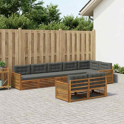 Set di divani da esterno con cuscino 8 pcs Naturale e Antracite | homemem39