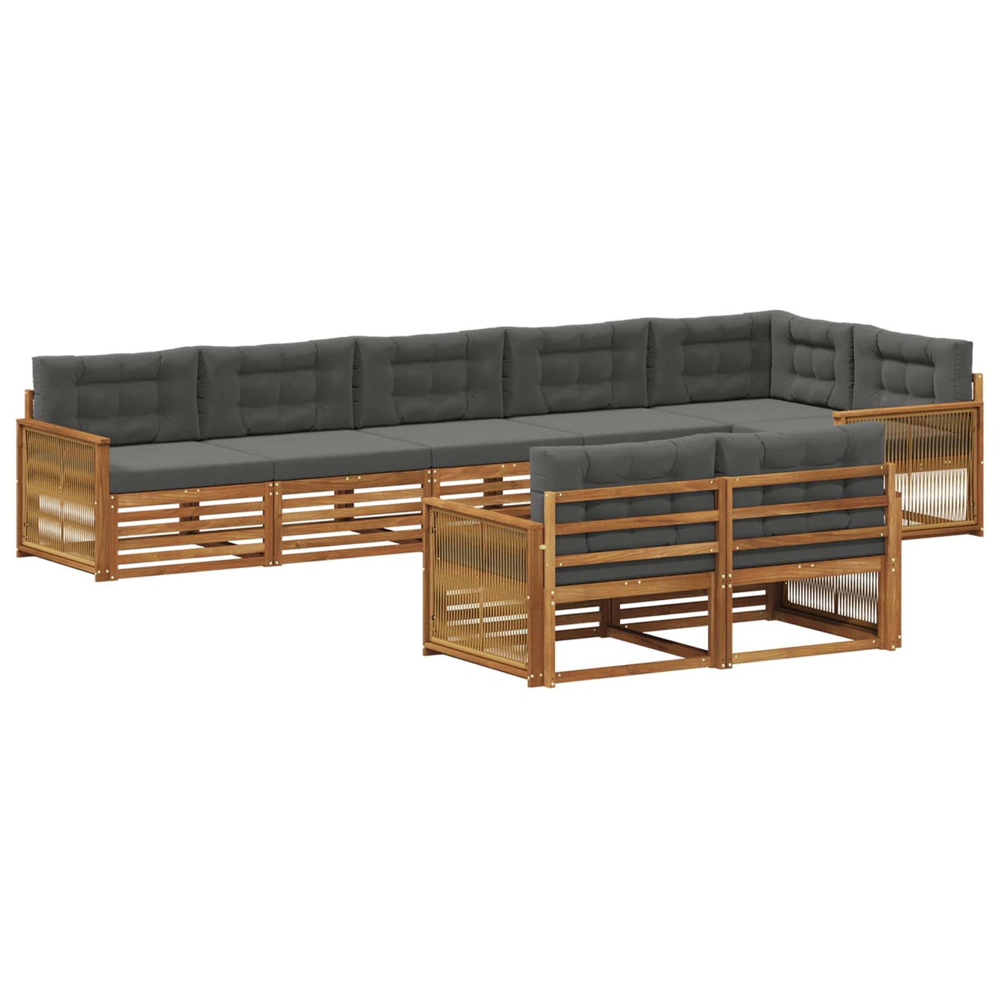 Set di divani da esterno con cuscino 8 pcs Naturale e Antracite | homemem39