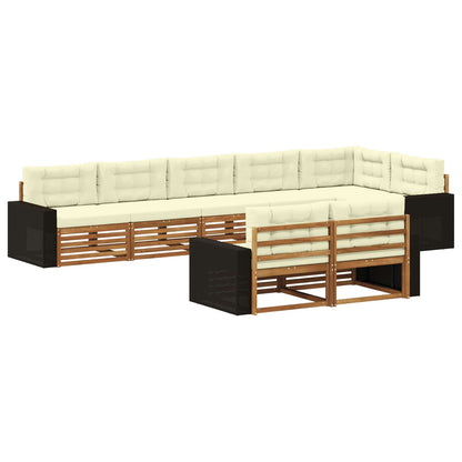 Set di divani da esterno con cuscino 8 pcs Naturale e Crema | homemem39