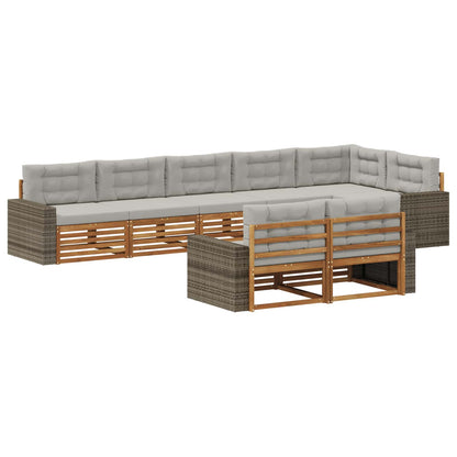 Set di divani da esterno 8 pcs Naturale e Grigio Chiaro | homemem39