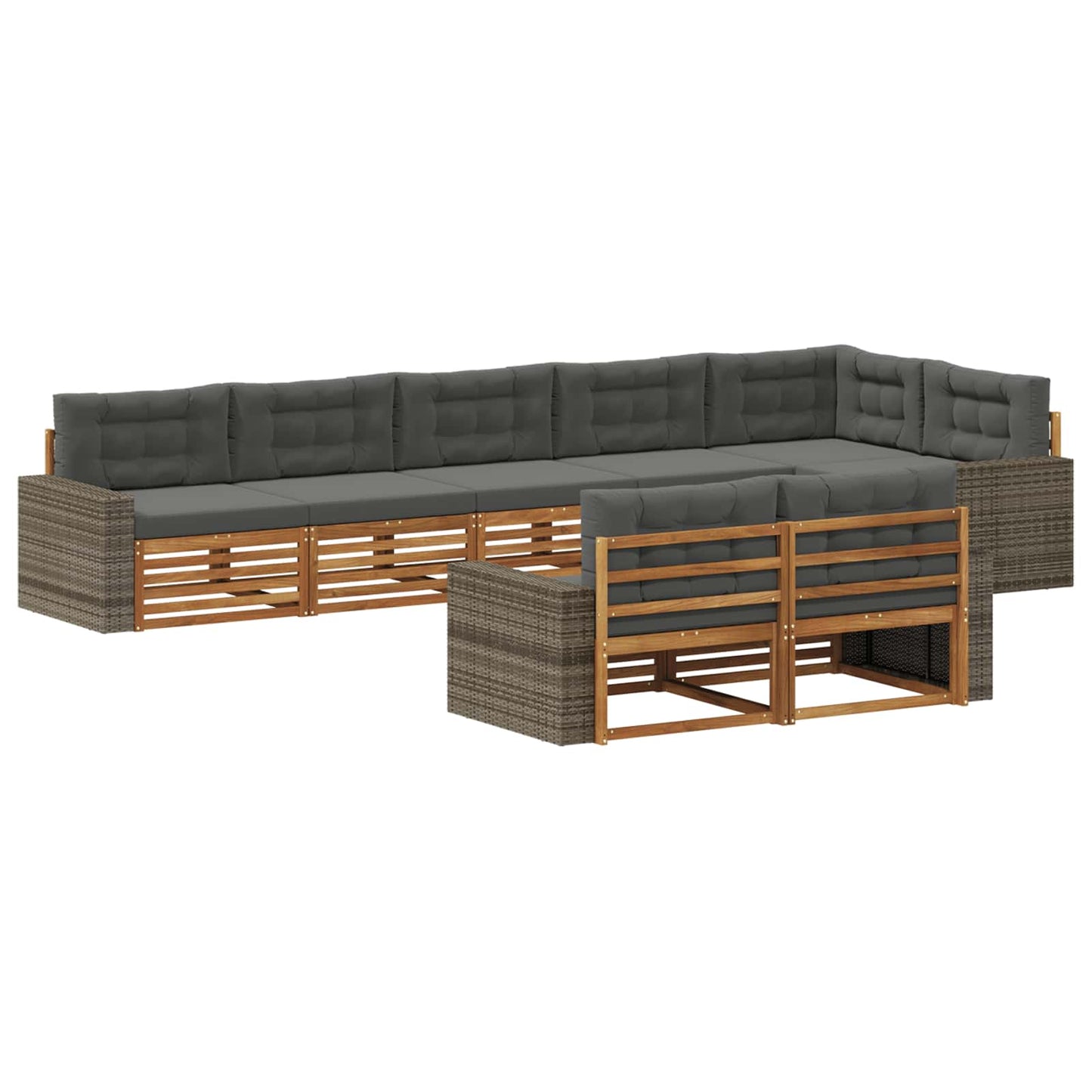 Set di divani da esterno con cuscino 8 pcs Naturale e Antracite | homemem39