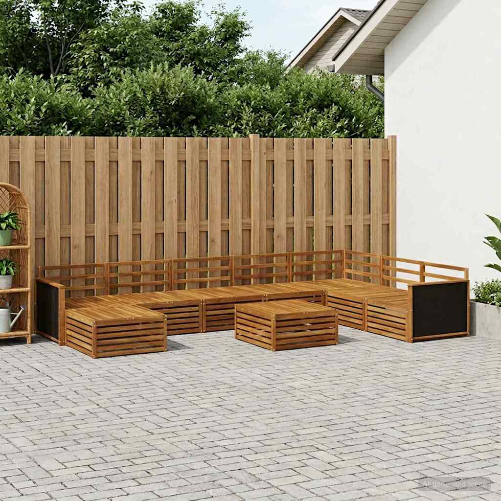 Set di divani da esterno 9 pz 7-Posti Naturale