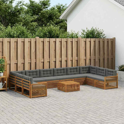 Set di divani da esterno 11 pz 10-Posti Naturale e Antracite