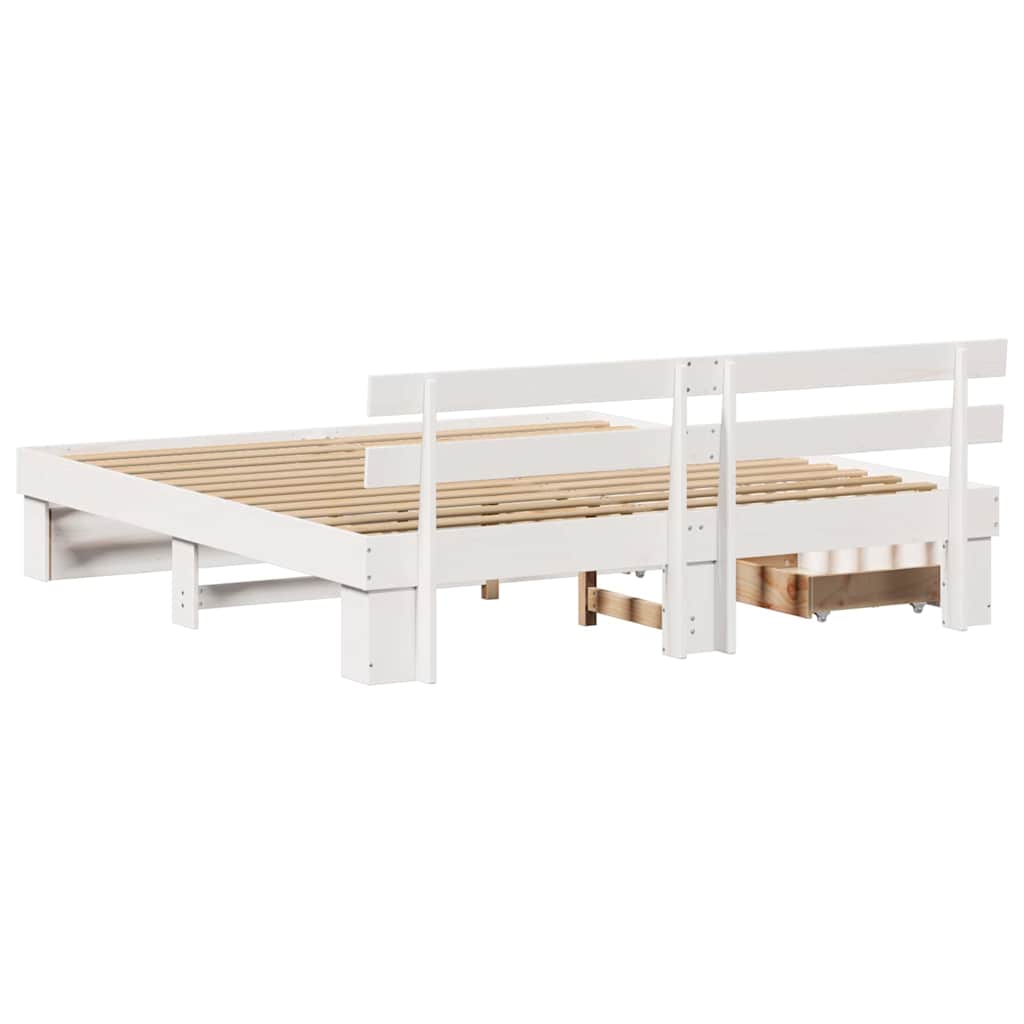 Struttura del letto Bianco 200 x 200 cm Pino massello | homemem39