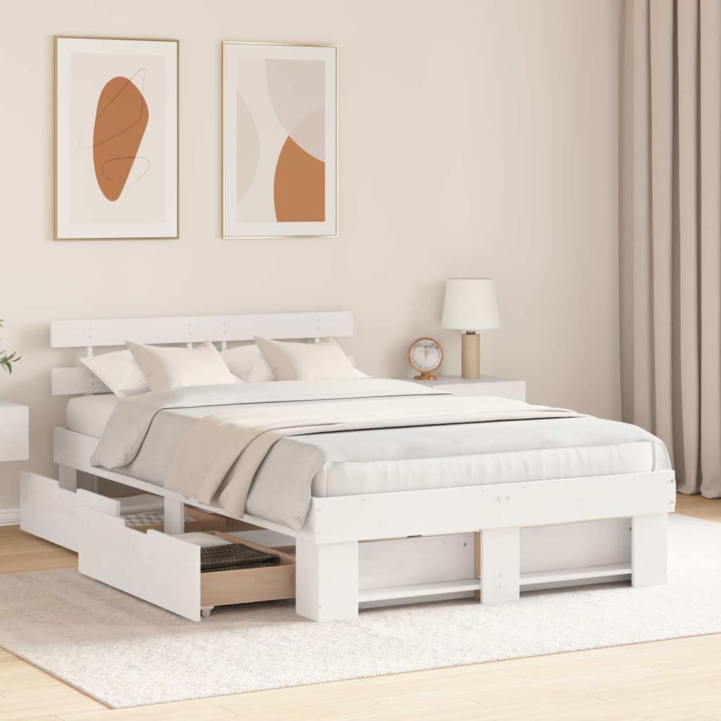 Struttura del letto Bianco 120 x 200 cm Pino massello | homemem39