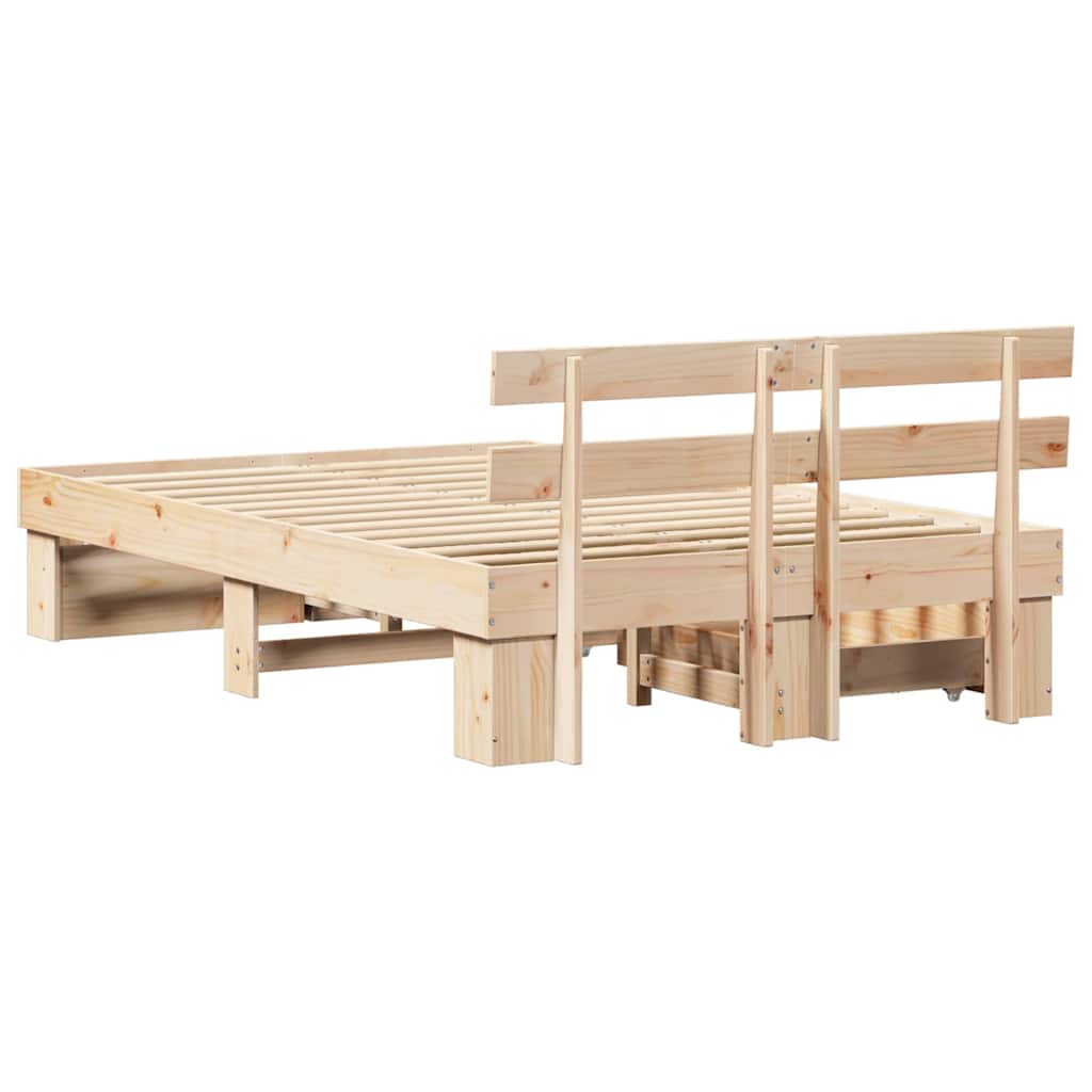 Struttura del letto Marrone 135 x 190 cm Pino massello | homemem39