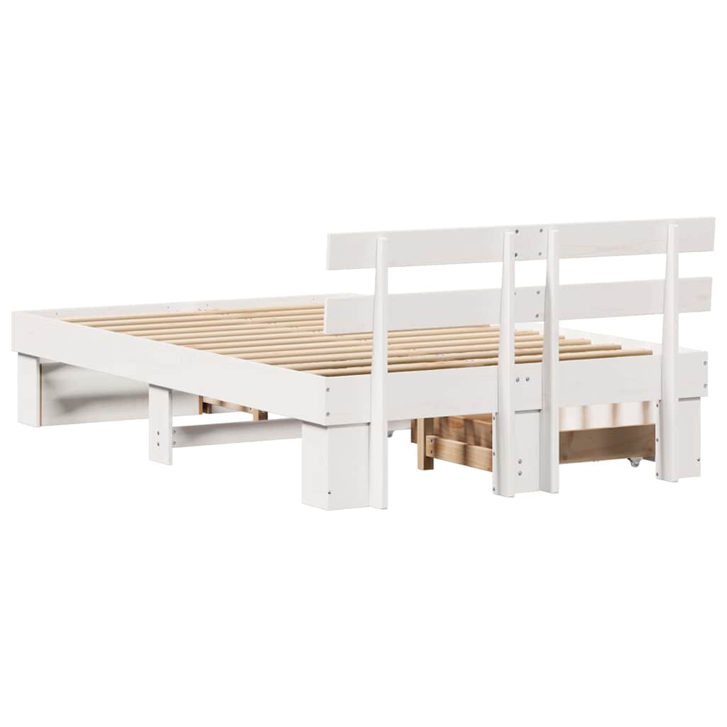 Struttura del letto Bianco 135 x 190 cm Pino massello | homemem39