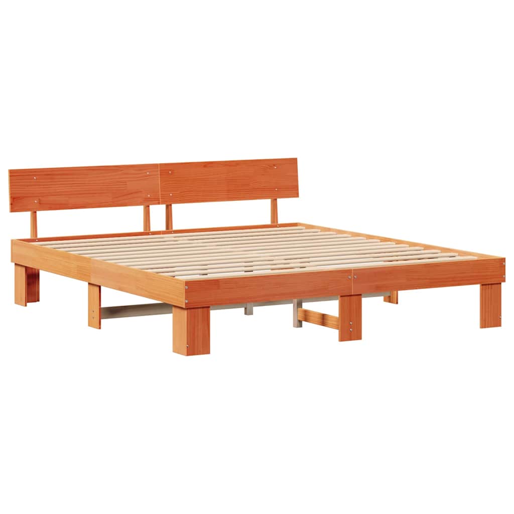 Struttura del letto Marrone cerato 200 x 200 cm Pino massello | homemem39