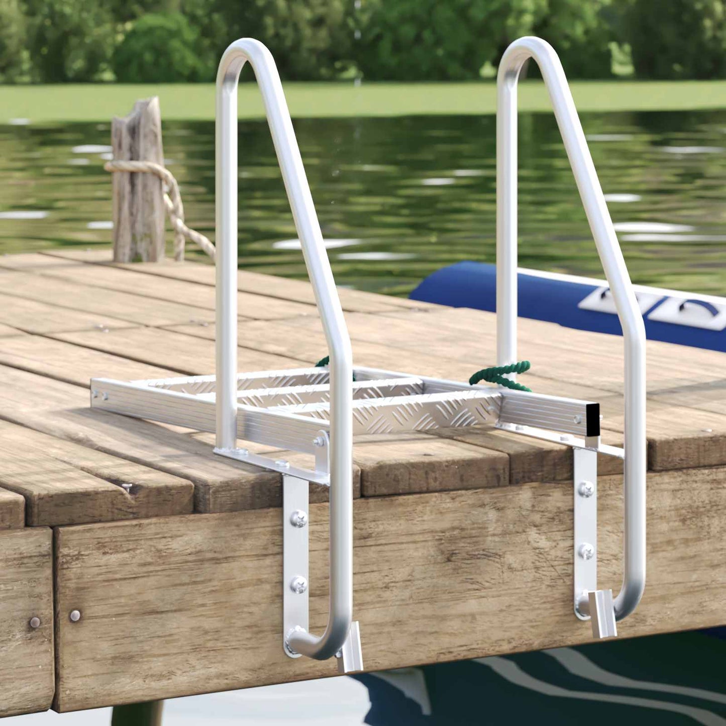 Scala da molo a 3 gradini Argento 58 x 77 x 144 cm Alluminio