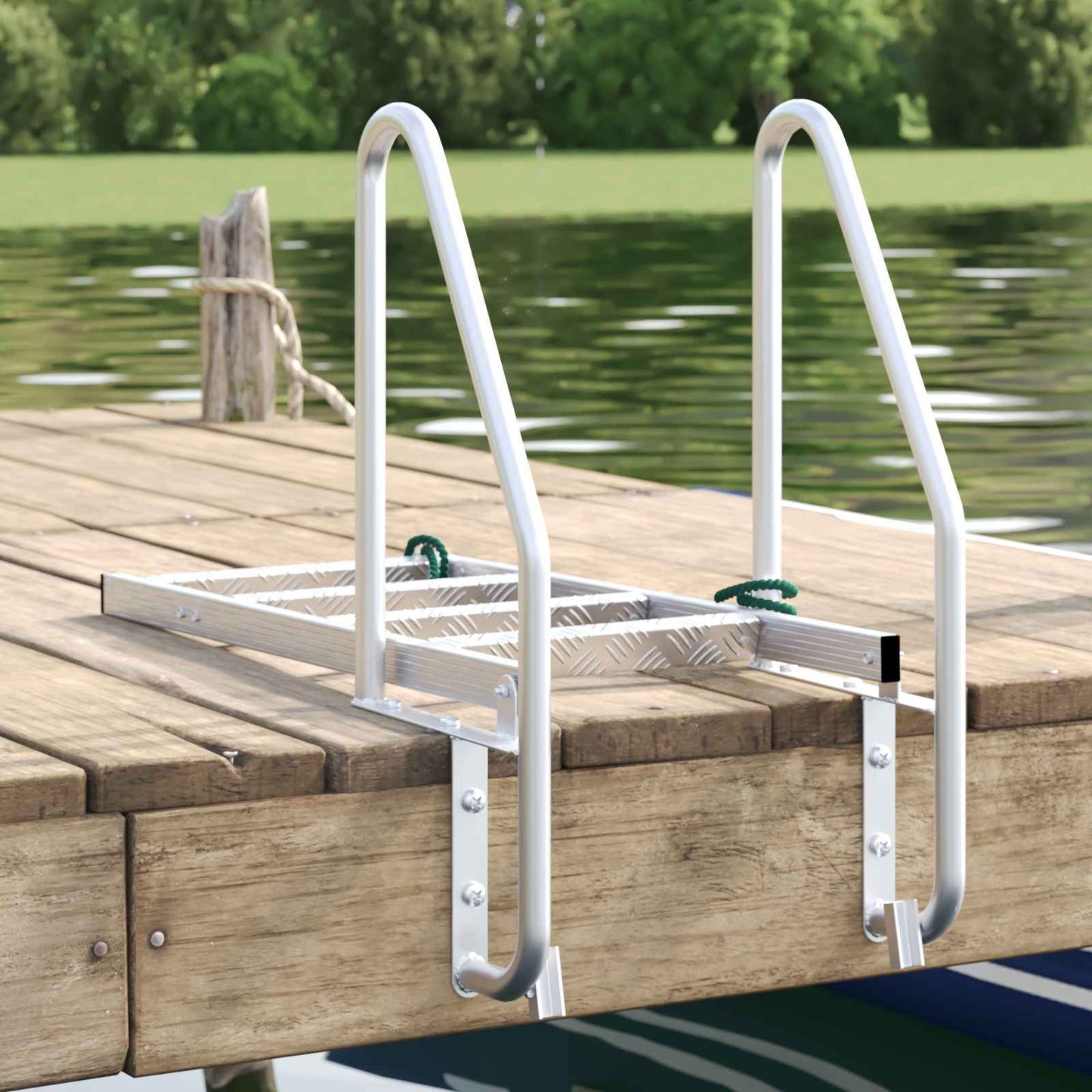 Scala da Dock a 4 Gradini Argento 58 x 77 x 166 cm Alluminio