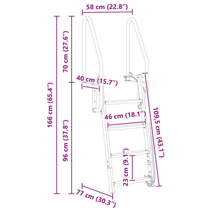 Scala da Dock a 4 Gradini Argento 58 x 77 x 166 cm Alluminio