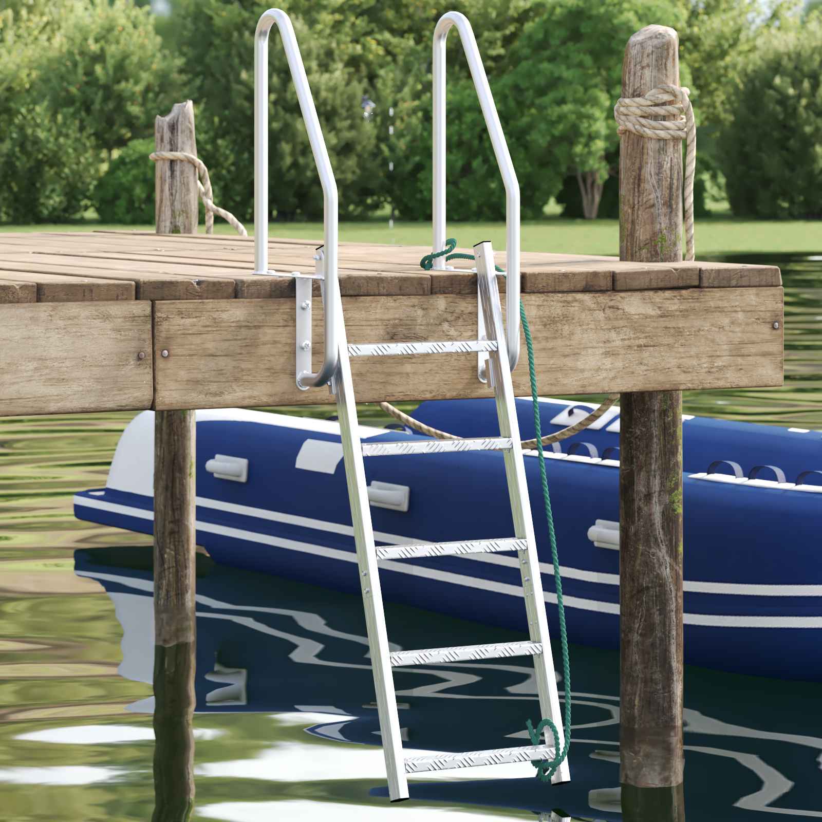 Scala da Dock a 5 Gradini Argento 58 x 77 x 191 cm Alluminio | homemem39