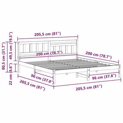 Struttura del letto Marrone 200 x 200 cm Pino massello
