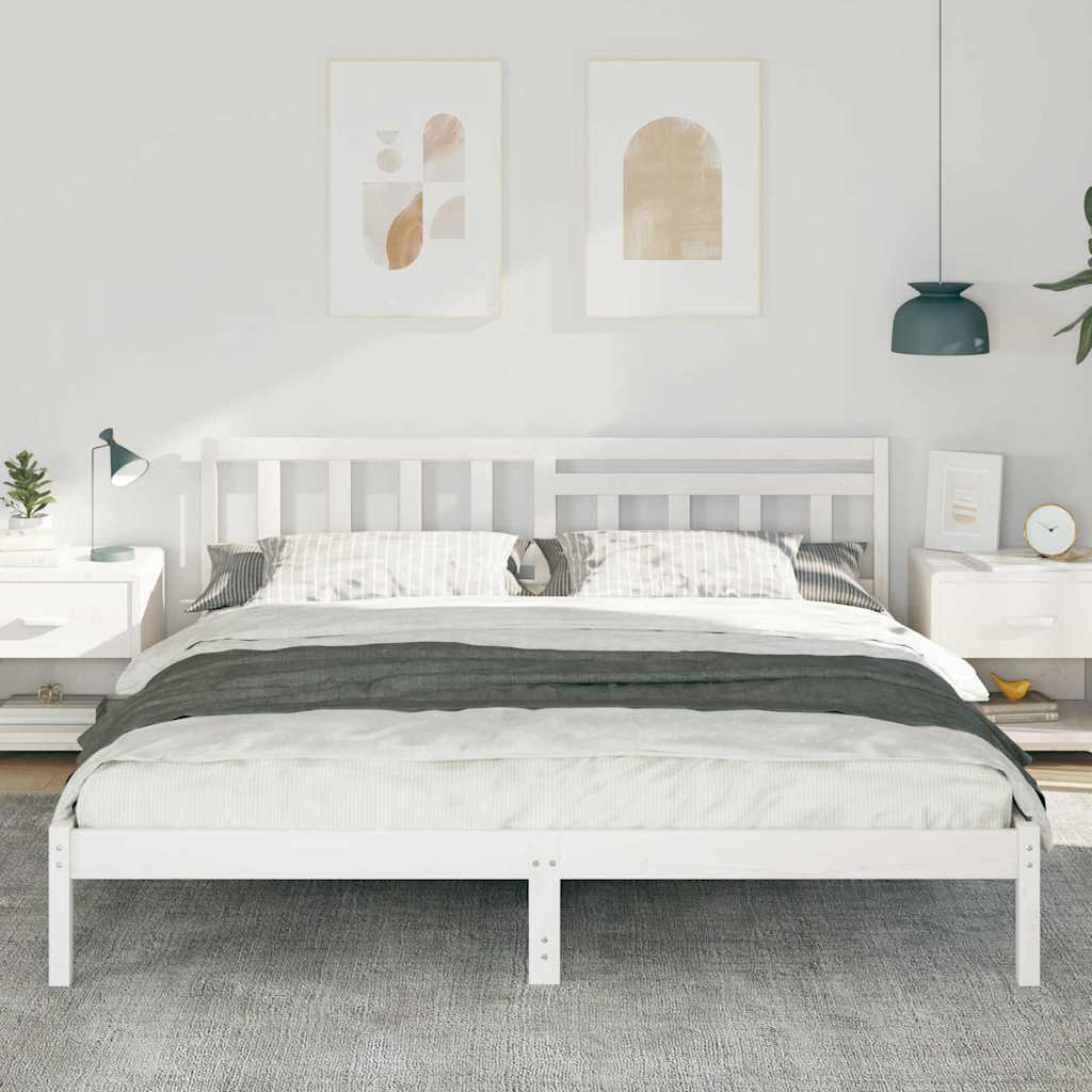 Struttura del letto Bianco 200 x 200 cm Pino massello | homemem39