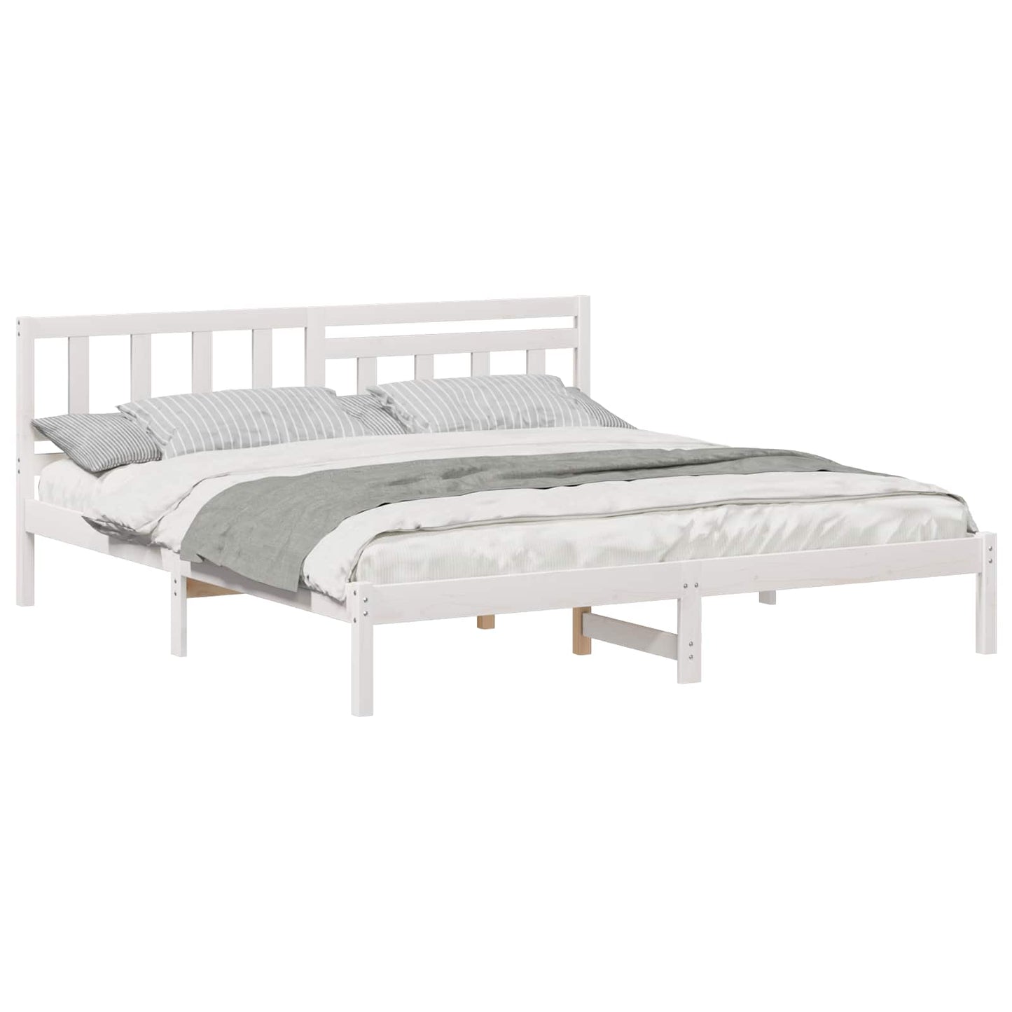 Struttura del letto Bianco 200 x 200 cm Pino massello | homemem39