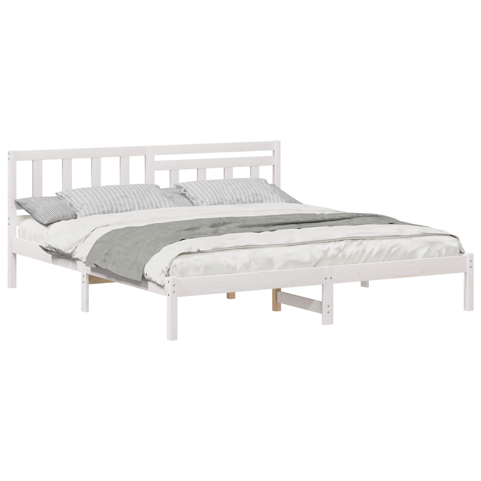 Struttura del letto Bianco 200 x 200 cm Pino massello | homemem39
