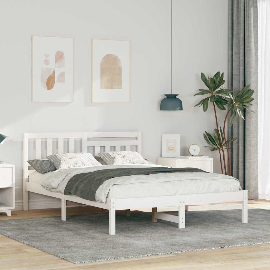 Struttura del letto Bianco 135 x 190 cm Pino massello | homemem39