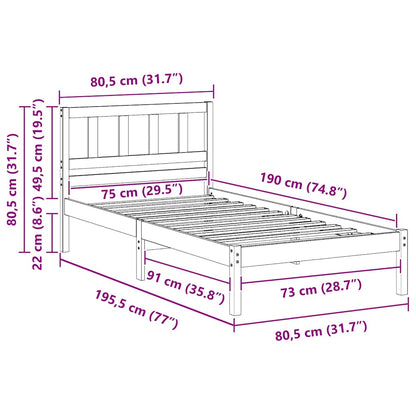 Struttura del letto Marrone 75 x 190 cm Pino massello | homemem39