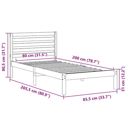Struttura del letto Marrone 80 x 200 cm Pino massello | homemem39
