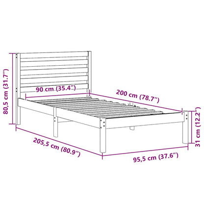 Struttura del letto Bianco 90 x 200 cm Pino massello | homemem39