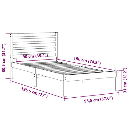 Struttura del letto Marrone cerato 90 x 190 cm Pino massello | homemem39