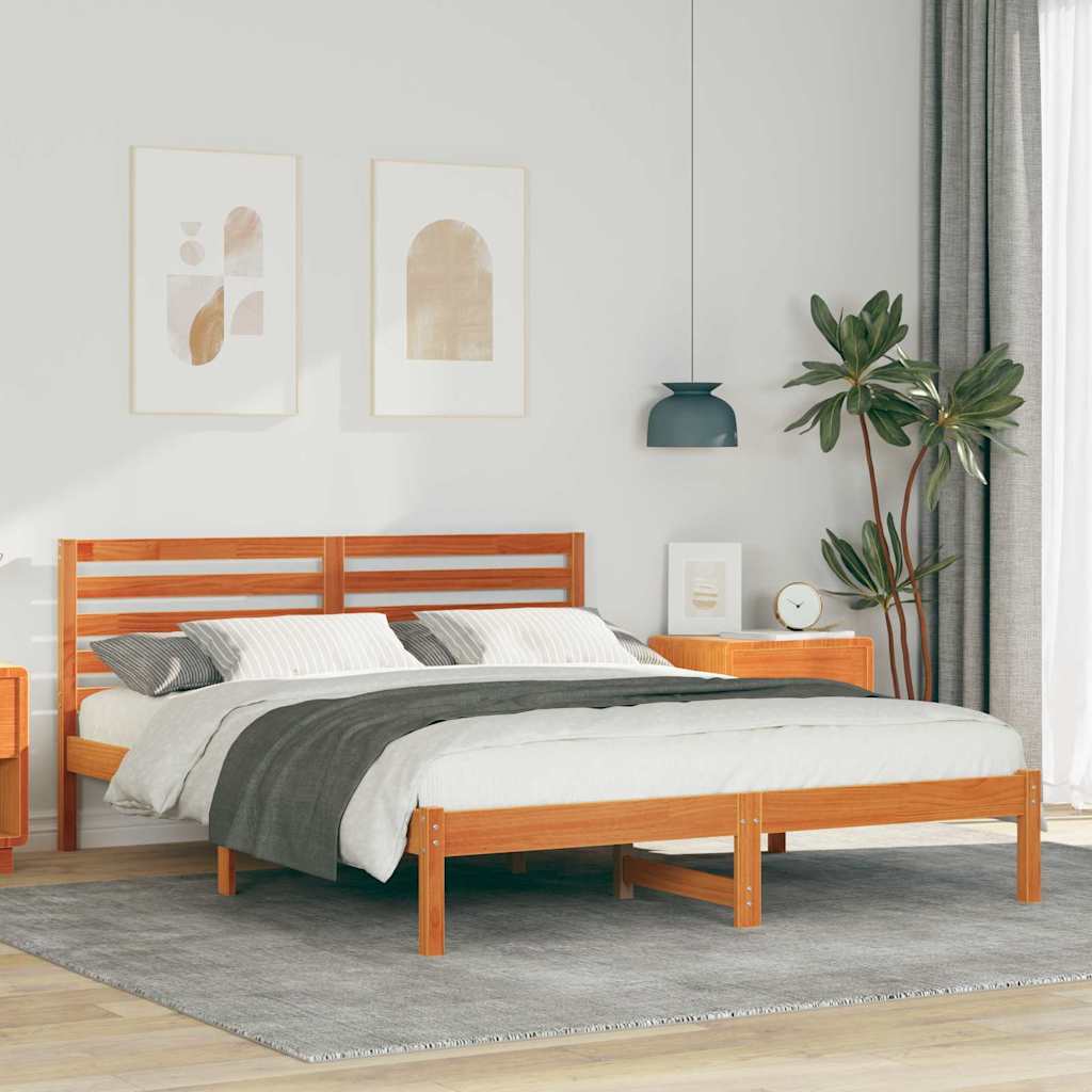 Struttura del letto Marrone cerato 160 x 200 cm Pino massello | homemem39